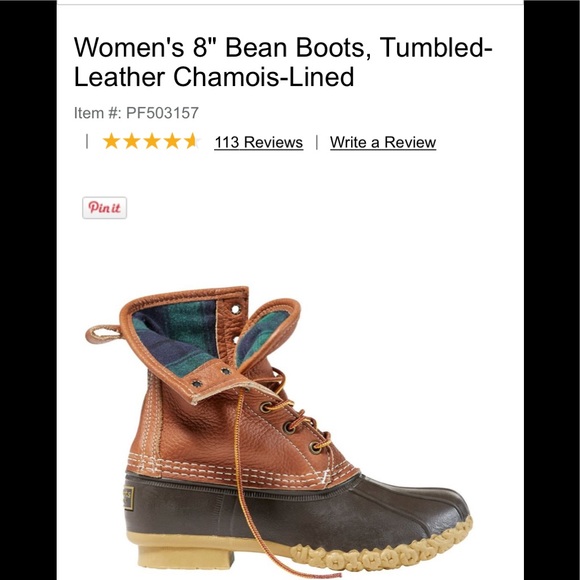 L L Bean Shoes Nwob Ll Bean Tumbled Leather Flannel Lined 8in 9 Poshmark